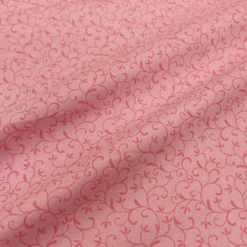 Tecido Tricoline Arabesco Rosa Medio Tom Sobre Tom (Basics & Colors) 