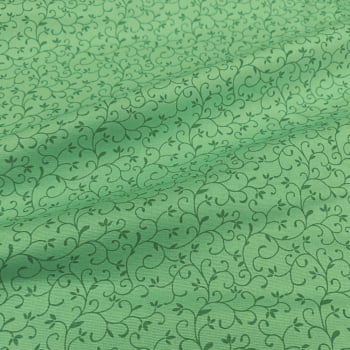 Tecido Tricoline Arabesco Verde Piscina Tom Sobre Tom (Basics & Colors) 