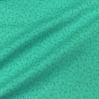 Tecido Tricoline Arabesco Verde Tiffany Tom Sobre Tom (Basics & Colors)