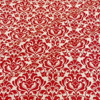 Tecido Tricoline Arabescos e Floreios Vermelho 