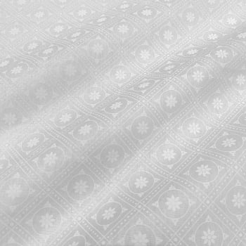 Tecido Tricoline Floral Calico Losangos Branco Gelo Tom Sobre Tom