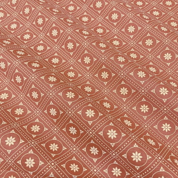 Tecido Tricoline Floral Calico Losangos Cru Fundo Rosa Rose