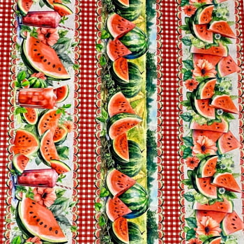 Tecido Tricoline Barrado Digital Fatias de Melancia