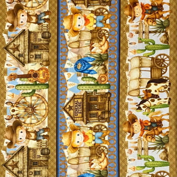 Tecido Tricoline Barrado Digital Mini Cowboy