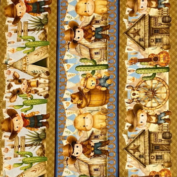 Tecido Tricoline Barrado Digital Mini Cowboy