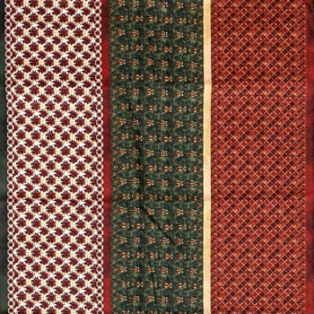 Tecido Tricoline Barrado Digital Natal Mini Estampas Verde Vermelho Bege