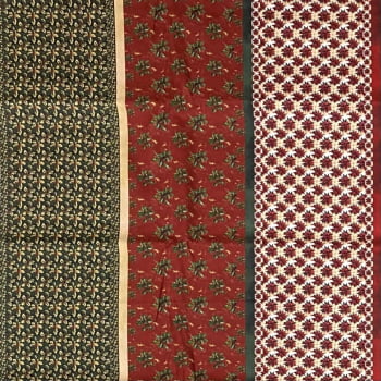 Tecido Tricoline Barrado Digital Natal Mini Estampas Verde Vermelho Bege