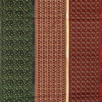 Tecido Tricoline Barrado Digital Natal Mini Estampas Verde Vermelho Bege