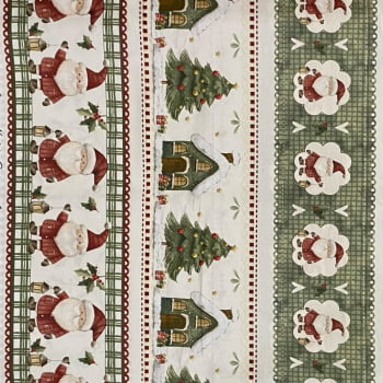 Tecido Tricoline Digital Barrado Natal dos Sonhos