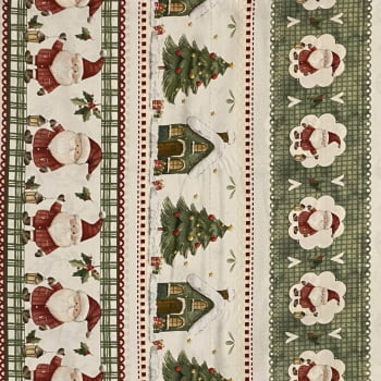 Tecido Tricoline Digital Barrado Natal dos Sonhos