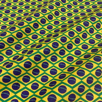 Tecido Tricoline Digital Mini Bandeiras do Brasil Tecido Tricoline Digital Mini Bandeiras do Brasil