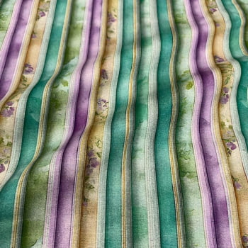 Tecido Tricoline Digital Listras Floral Lilas e Tiffany Tecido Tricoline Digital Listras Floral Lilas e Tiffany