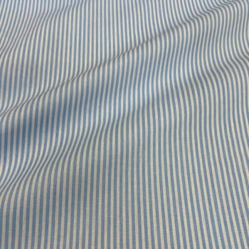 Tecido Tricoline Listras Pequena Azul Bebe