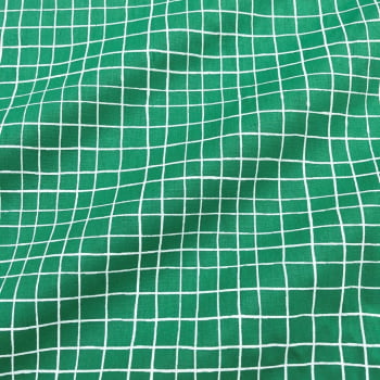 Tecido Tricoline Mini Quadradinhos Grid Verde (Geometricos)