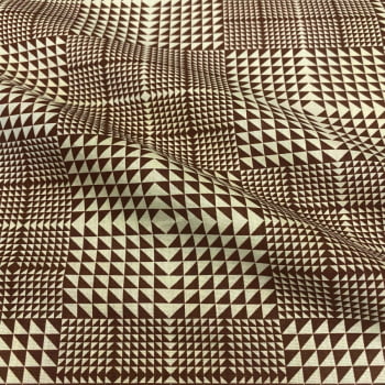 Tecido Tricoline Padrão Geometrico Ilusao de Otica Marrom