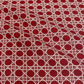 Tecido Tricoline Padrão Geometrico Shippo Fundo Vermelho