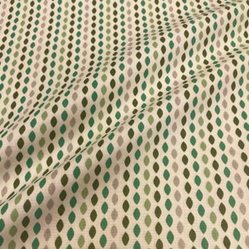 Tecido Tricoline Padrão Gotas Alinhadas Tons de Folhagem