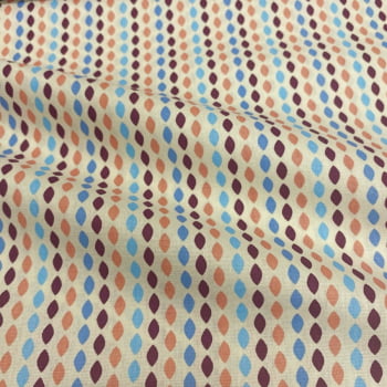 Tecido Tricoline Padrão Gotas Alinhadas Tons Vintage