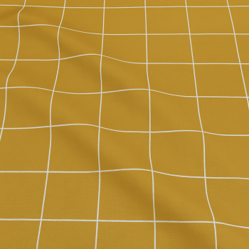 Tecido Tricoline Padrão Grande Grid Amarelo Mostarda