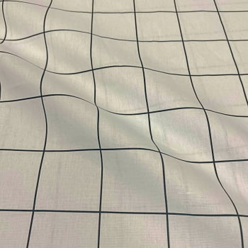 Tecido Tricoline Padrão Grande Grid Branco