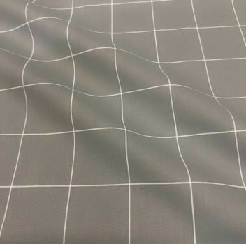 Tecido Tricoline Padrão Grande Grid Cinza