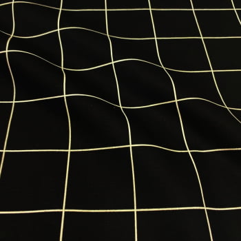Tecido Tricoline Padrão Grande Grid Preto
