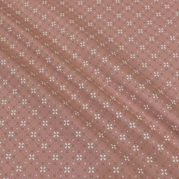 Tecido Tricoline Padrão Mini Floral Geometrico Rose