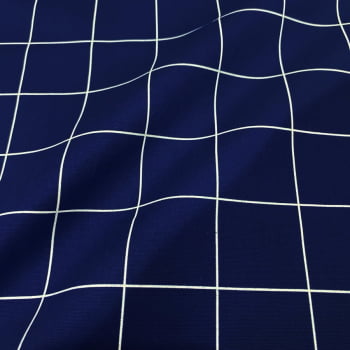 Tecido Tricoline Padrão Grande Grid Azul Marinho