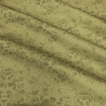 Tecido Tricoline Digital Arabescos Ramos Verde - Coleção Vintage Tecido Tricoline Digital Arabescos Ramos Verde - Coleção Vintage