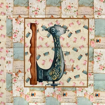 Tecido Tricoline Digital Painel Aplique Artigos de Costura Vintage Coleção Costureiras & Ateliê
