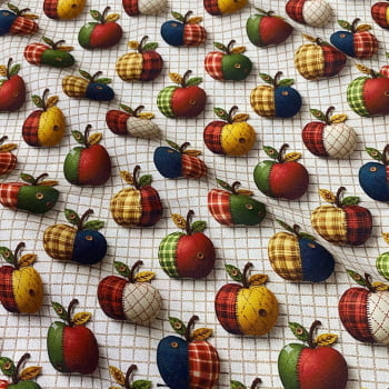 Tecido Tricoline Digital Maçãs 3D (Frutas Patchwork) Tecido Tricoline Digital Maçãs 3D (Frutas Patchwork)