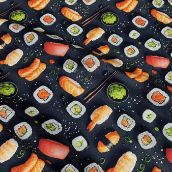 Tecido Tricoline Digital Sushi (Goumert)