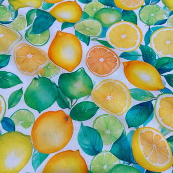 Tecido Tricoline Frutas Lima e Limão