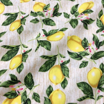 Tecido Tricoline Limão Siciliano Textura Cru (Fruit) 