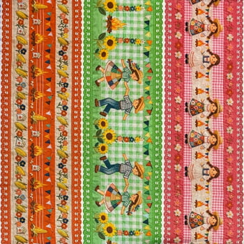 Tecido Tricoline Barrado Festa Junina Festa Caipira Colorido