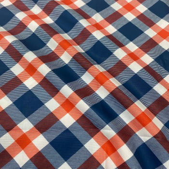 Tecido Tricoline Digital Xadrez Azul Marinho e Vermelho
