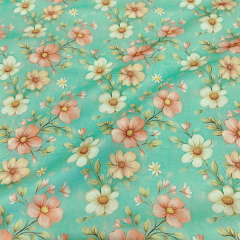 Tecido Tricoline Digital Floral Medio Margaridas Coleção Dreamy  Tecido Tricoline Digital Floral Medio Margaridas Coleção Dreamy