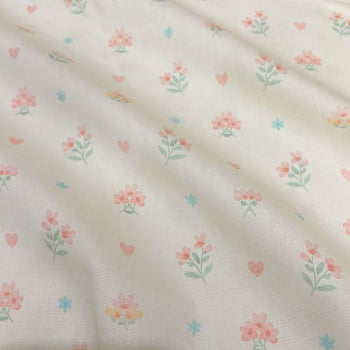 Tecido Tricoline Digital Floral Pequeno Rosa Amarelo Azul Fundo Cru (Baby Garden) Tecido Tricoline Digital Floral Pequeno Rosa Amarelo Azul Fundo Cru (Baby Garden)