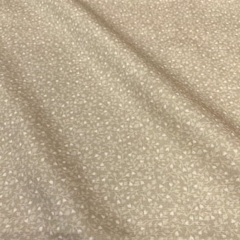 Tecido Tricoline Digital Micro Folhas Bege
