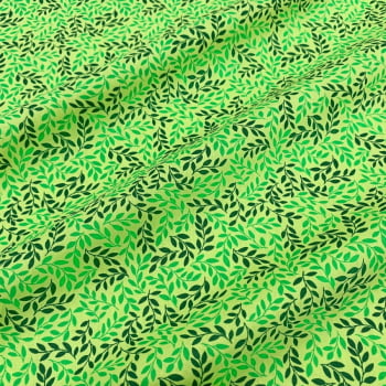 Tecido Tricoline Folhas Tom Tom Verde