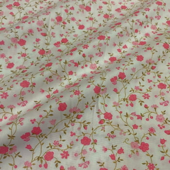 Tecido Tricoline Mini Floral Entrelaçado Rosa Tecido Tricoline Mini Floral Entrelaçado Rosa