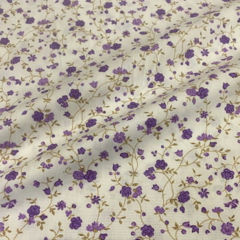 Tecido Tricoline Mini Floral Entrelaçado Roxo Tecido Tricoline Mini Floral Entrelaçado Roxo