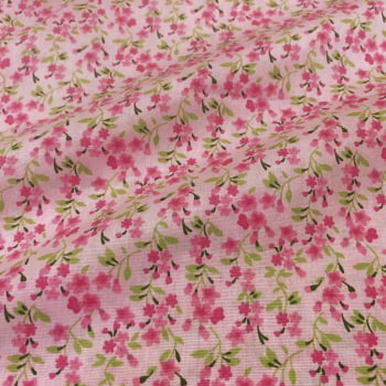 Tecido Tricoline Mini Floral Fofo Rosa Fundo Rosa Tecido Tricoline Mini Floral Fofo Rosa Fundo Rosa