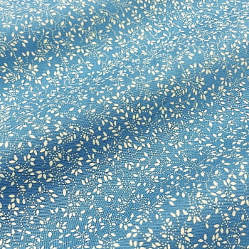 Tecido Tricoline Mini Folhas Azul Jeans