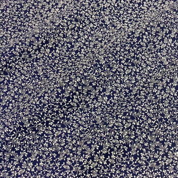 Tecido Tricoline Mini Folhas Azul Marinho