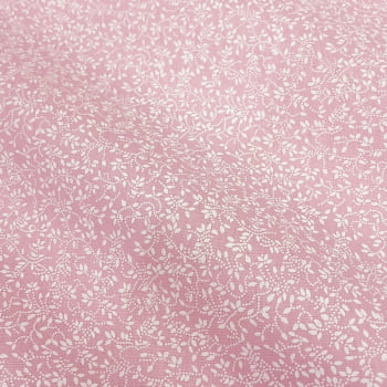 Tecido Tricoline Mini Folhas Rosa Bebe