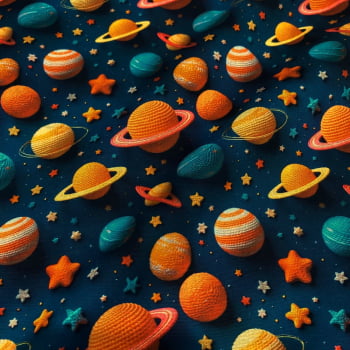 Tecido Tricoline Digital Bichinhos Planetas e Estrelas Fundo Azul Marinho Tecido Tricoline Digital Bichinhos Planetas e Estrelas Fundo Azul Marinho
