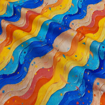 Tecido Tricoline Digital 3D Ondas Divertidas (Coleção Pintura) 