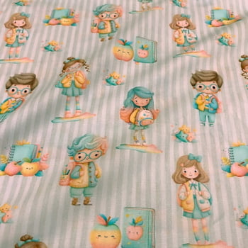 Tecido Tricoline Digital Alunos Coleção Volta às Aulas Tecido Tricoline Digital Alunos Coleção Volta às Aulas