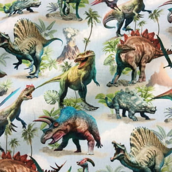 Tecido Tricoline Digital Dinossauros